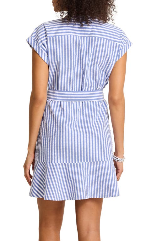 Tommy Bahama Frond Harbor Seersucker Stripe Shirtdress In Blue