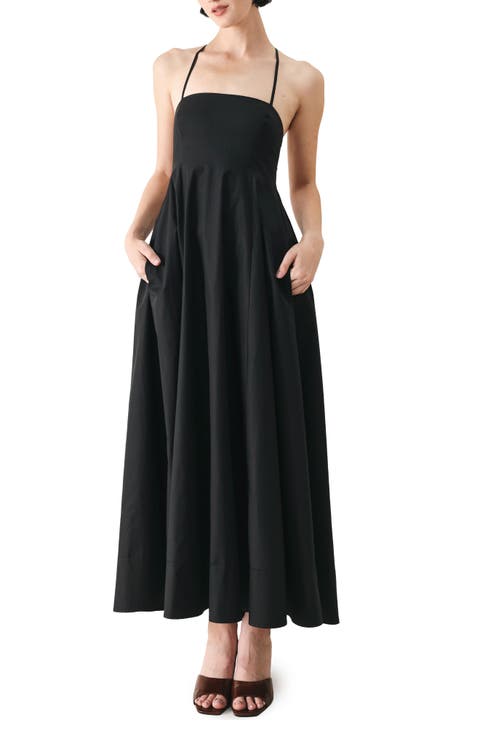ladies black midi dresses Women's Featuring a structured fitted Maxi Dress Small-X-Large Black Boho Dresses | Color:As photo