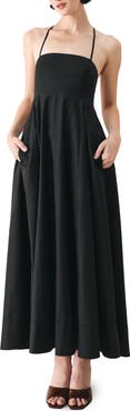 FREEMARKET Lace Back Cotton Midi Dress