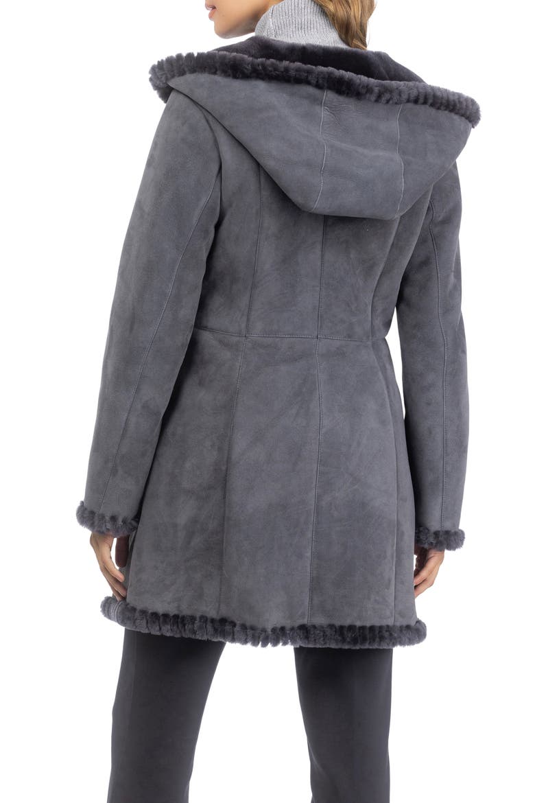 Genuine Shearling Parka with Whipstitch Trim, Alternate, color, Anthracite