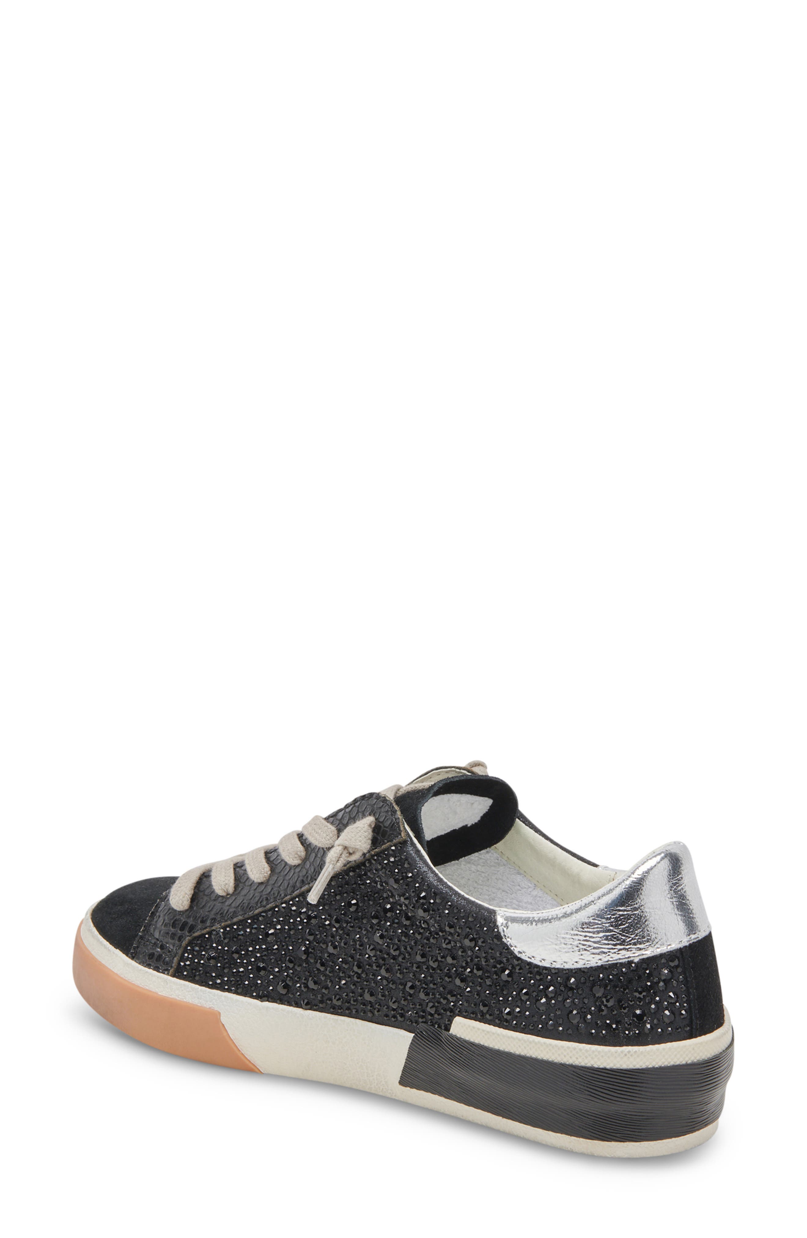 Dolce Vita Zina Crystal Sneaker, Alternate, color, Black Suede