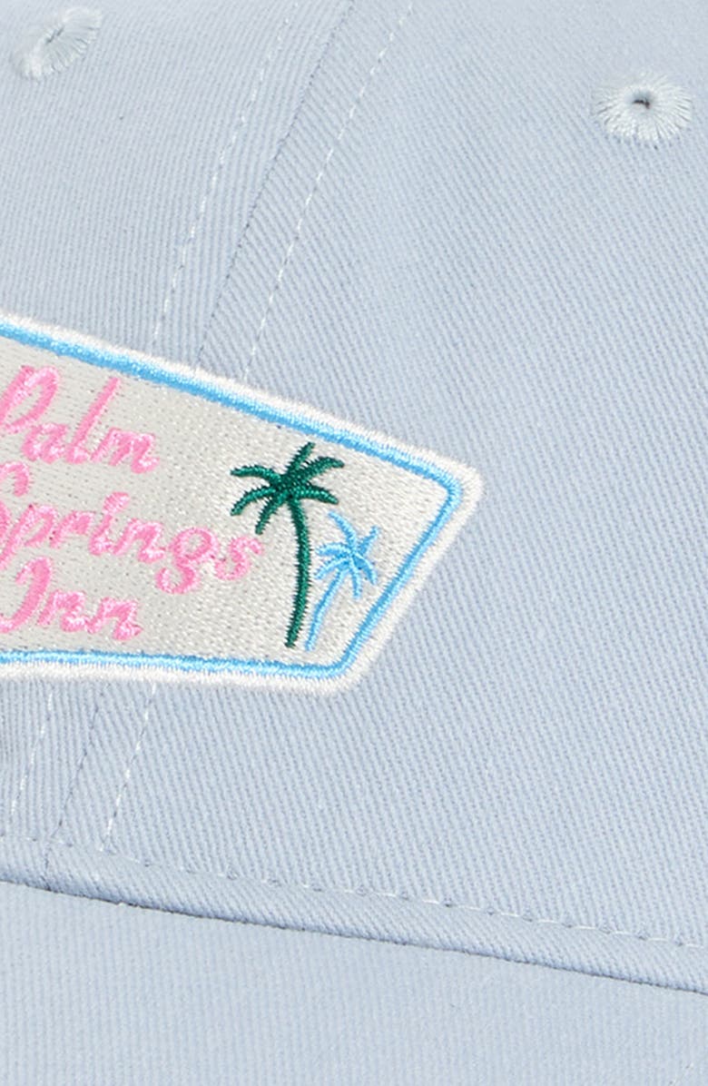 FRASIER STERLING Embroidered Palm Spring Inn Canvas Adjustable Baseball Cap, Alternate, color, Blue