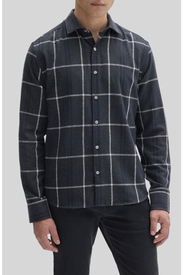 Jakin Windowpane Button Front Shirt, Main, color, GRAPHITE