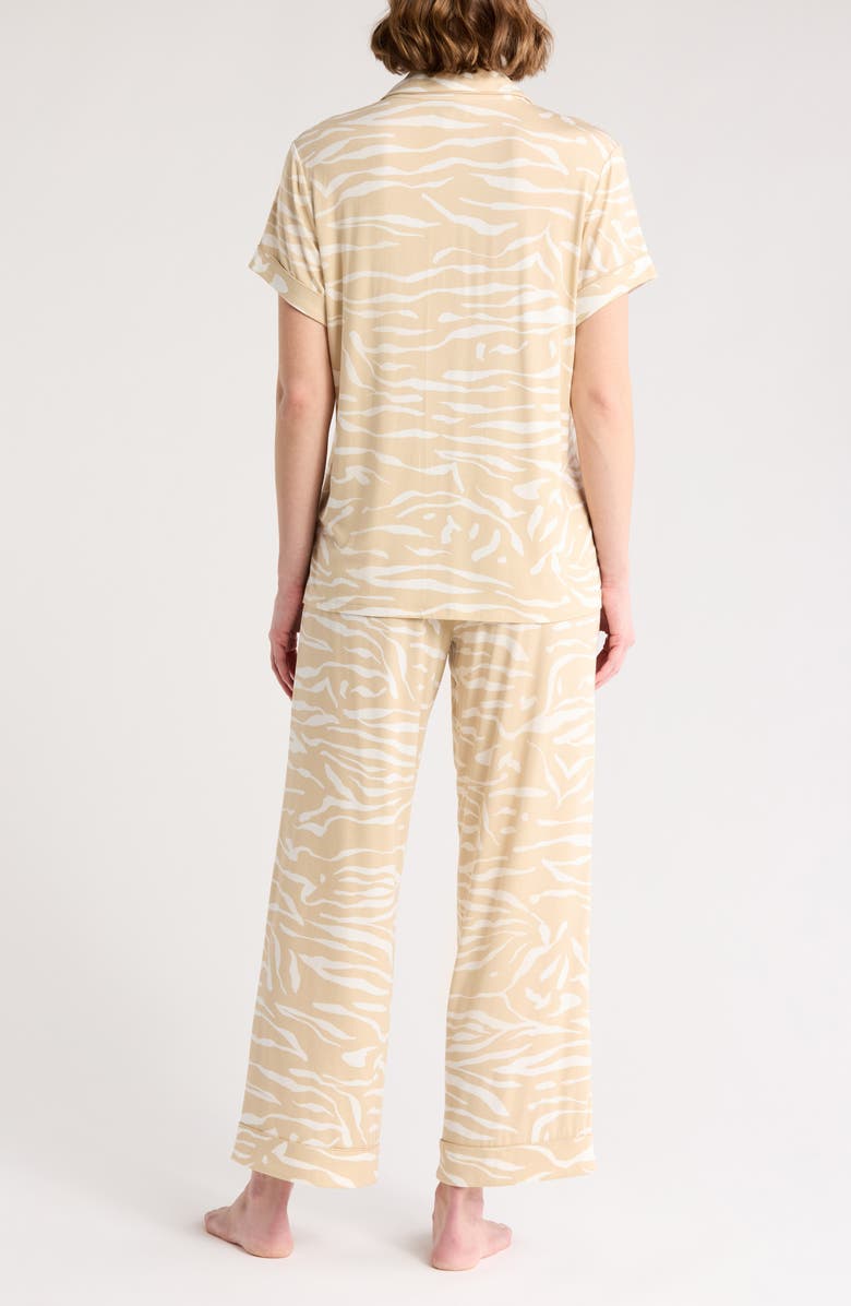 Nordstrom Moonlight Eco Crop Pajamas, Alternate, color, Tan Shore Fluid Zebra