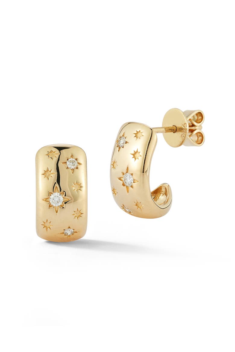 Cynthia Rose Starburst Hoop Earrings, Main, color, YELLOW GOLD