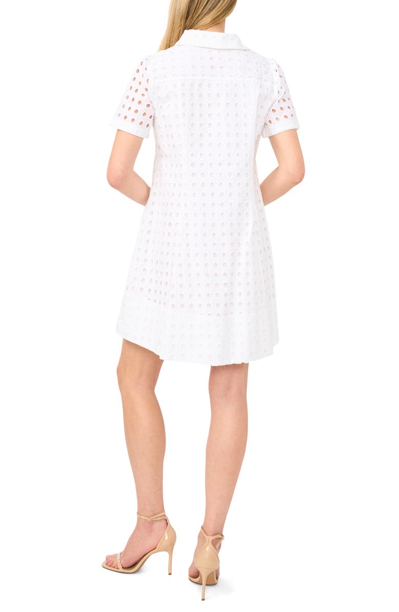 CeCe Cotton Eyelet Mini Shirtdress, Alternate, color, Ultra White