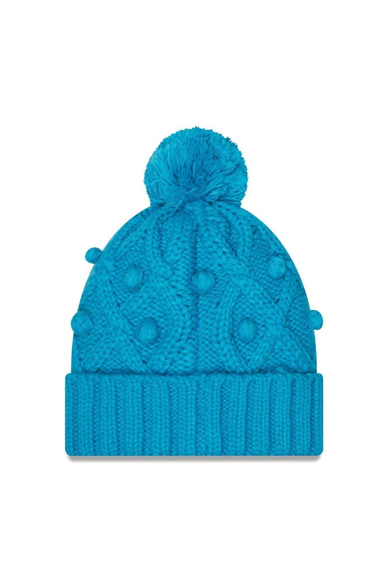 Women's New Era Blue Carolina Panthers Toasty Cuffed Knit Hat with Pom, Alternate, color, Blue