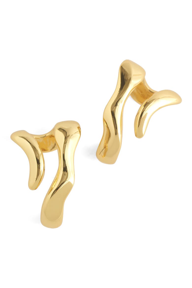 Sculptural Wraparound Double Hoop Earrings, Main, color, ANTIQUE GOLD