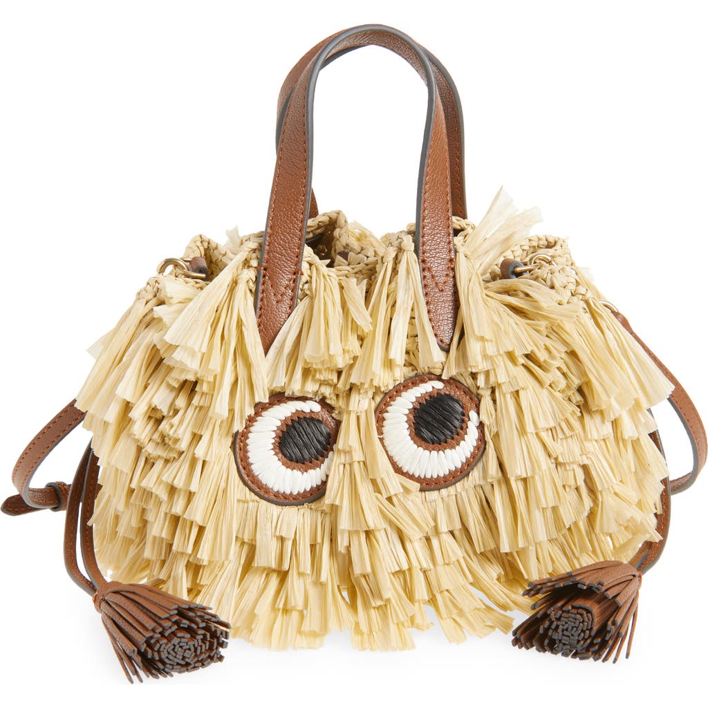 ANYA HINDMARCH ANYA HINDMARCH SMALL EYES RAFFIA DRAWSTRING BUCKET BAG