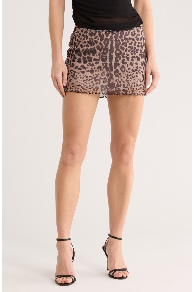 Animal Print Mesh Skirt, Main, color, TAUPE-BLACK