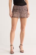 LE LIS Animal Print Mesh Skirt