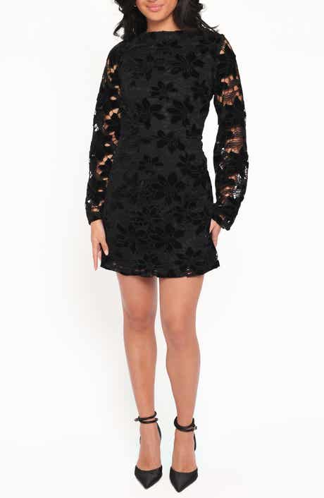 Cynthia Lace & Velvet Long Sleeve Minidress