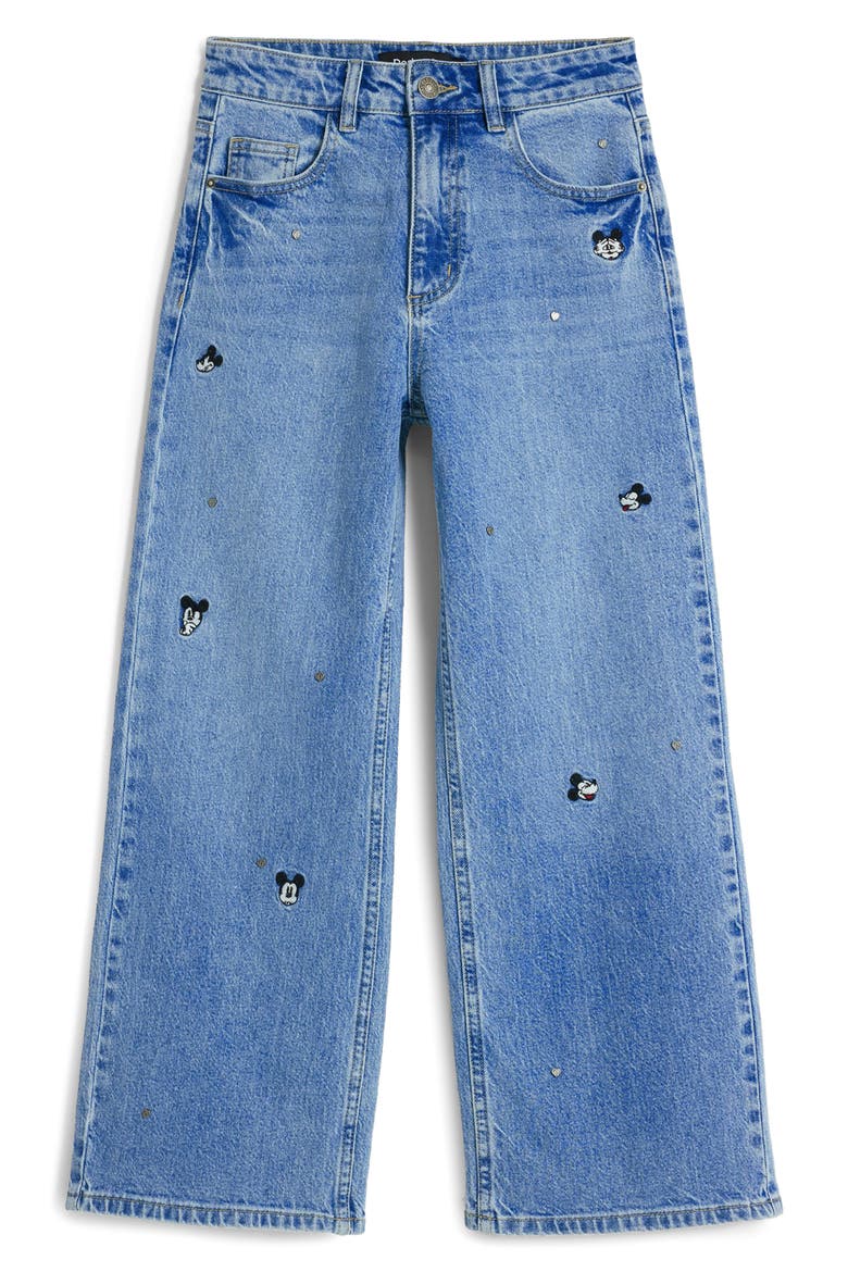 Mickey Mouse Ankle Wide Leg Jeans, Alternate, color, MEDIUM BLUE