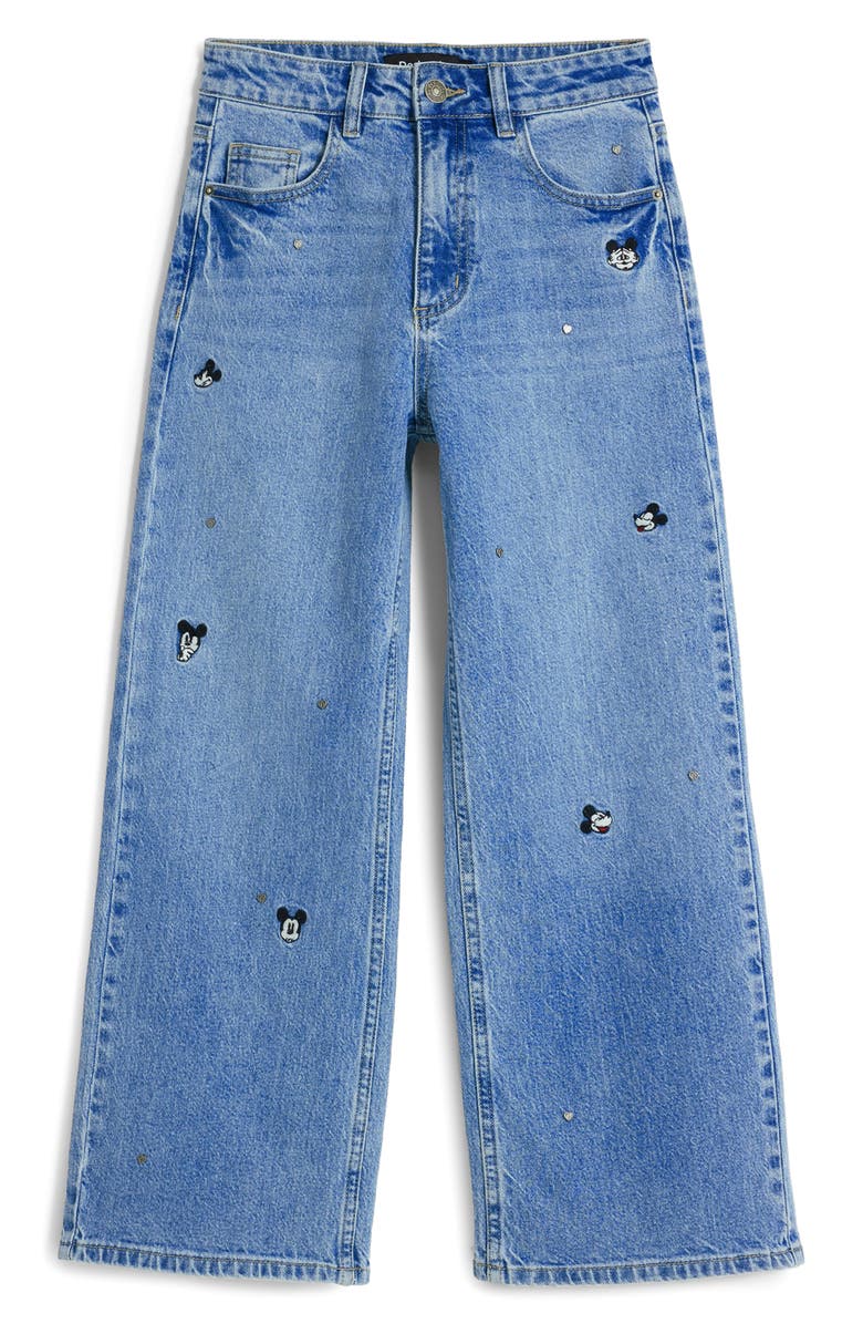 Desigual Mickey Mouse Ankle Wide Leg Jeans, Alternate, color, Medium Blue