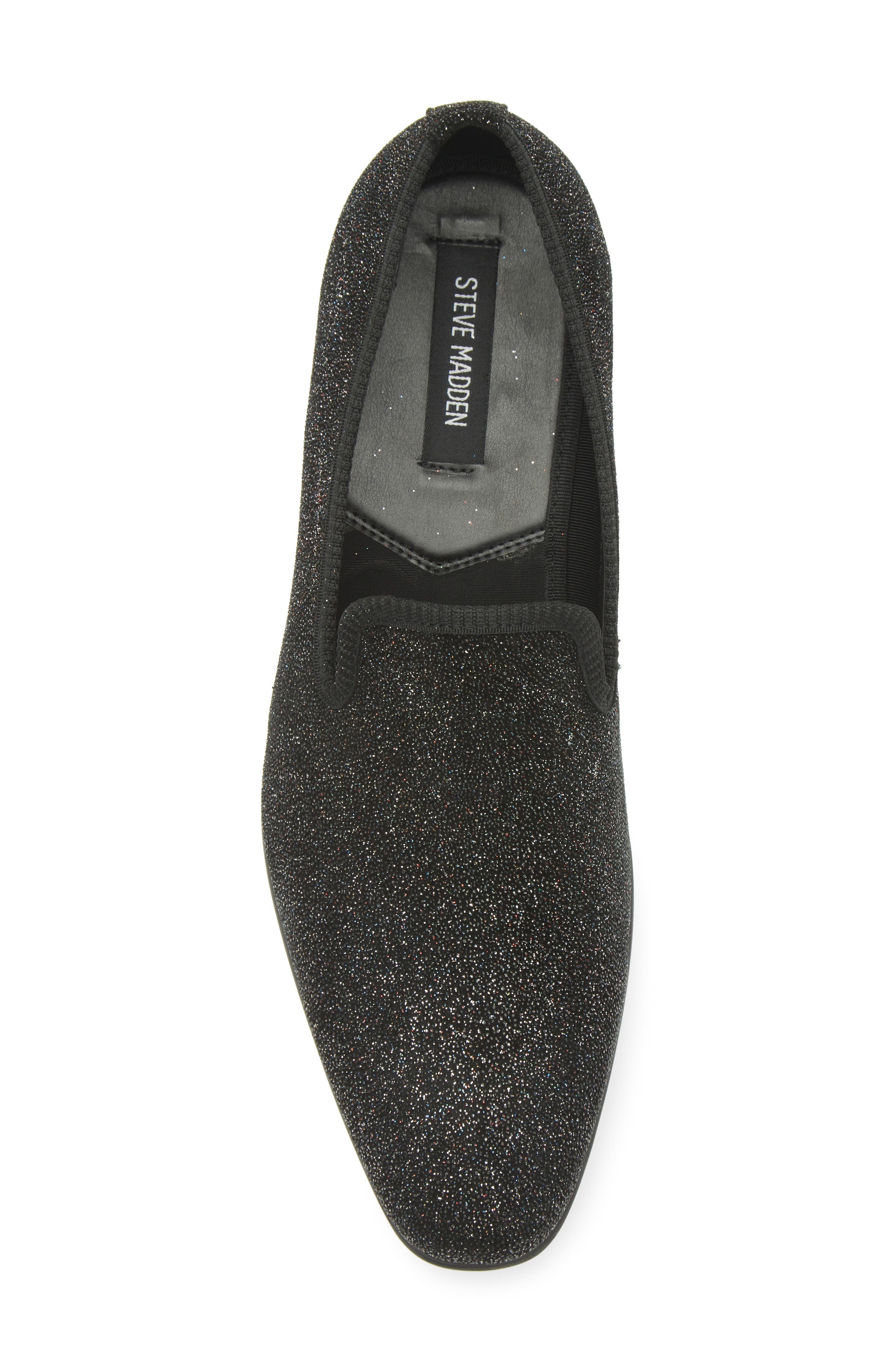 Steve Madden Corrido Glitter Loafer, Alternate, color, Black Crystal