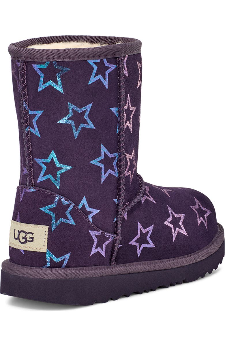 UGG<sup>®</sup> Kids' Classic II Iridescent Stars Boot, Alternate, color, Nightshade / Purple Iridescent