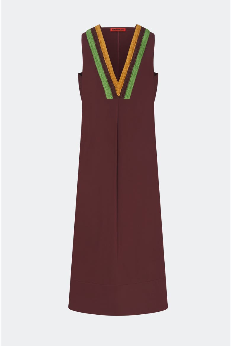 Mar Crochet Poplin Midi Dress, Alternate, color, Choco Brown
