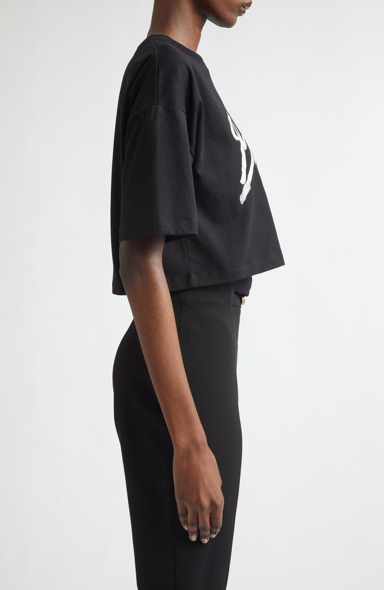 Balmain Paris Brush Print Crop T-Shirt, Alternate, color, Black/ White