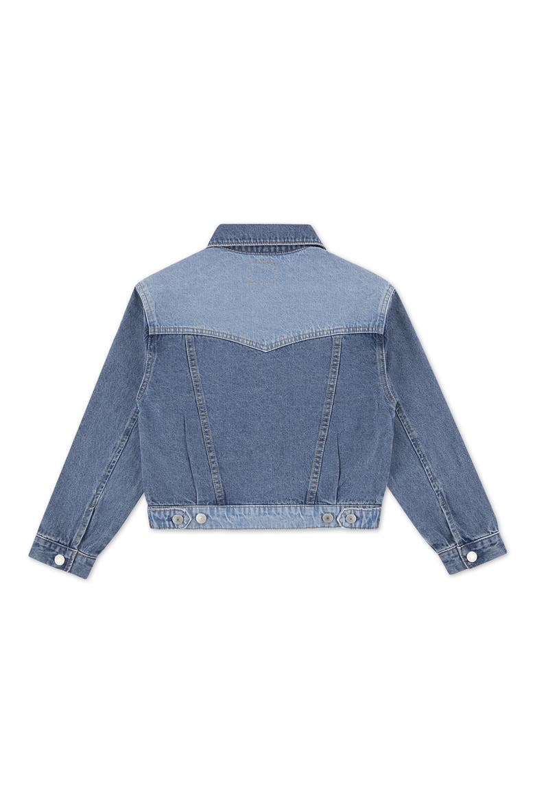 Kids' '90s Colorblock Denim Trucker Jacket, Alternate, color, RODEO
