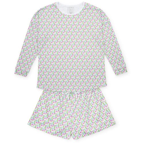 Lila And Hayes Pajama Longsleeve Top Short Set In Multi