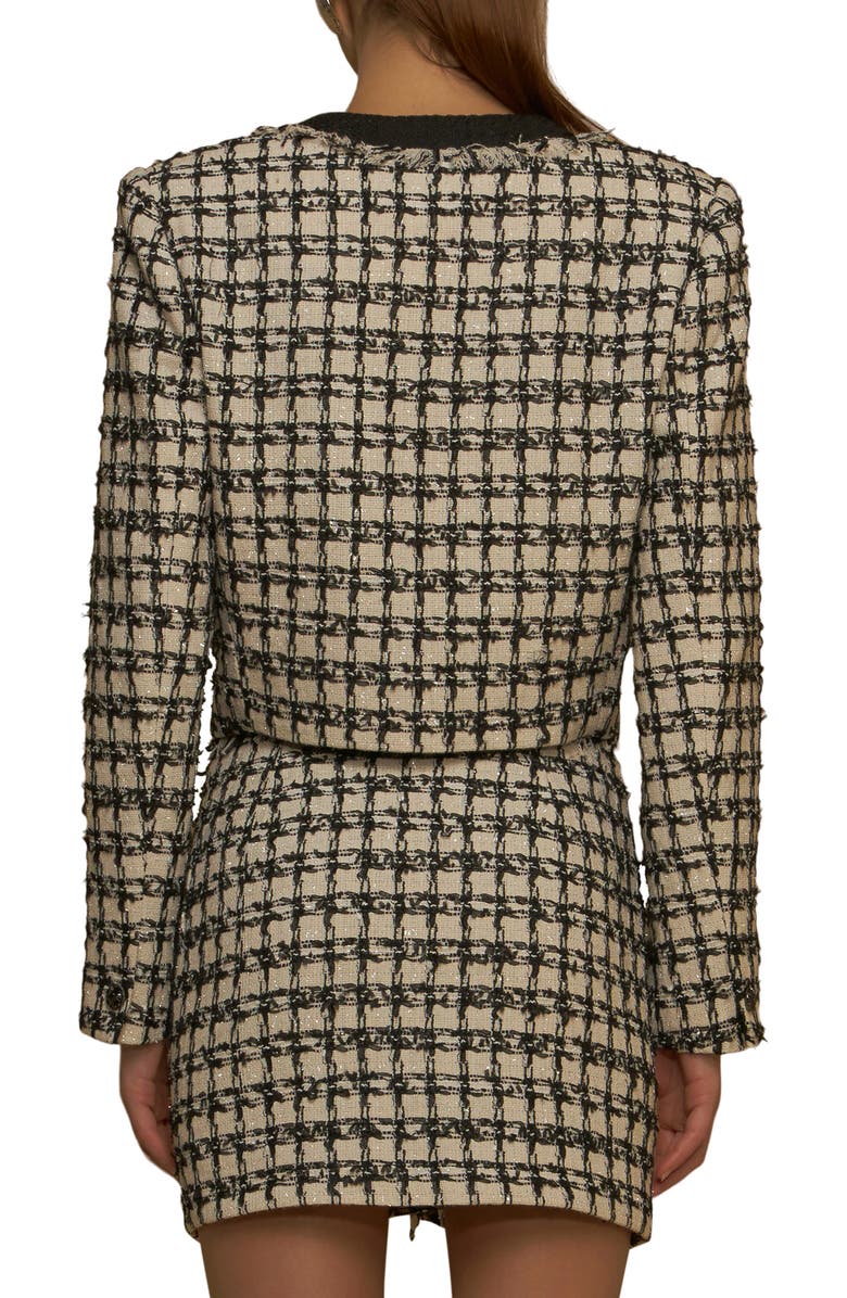 Endless Rose Premium Fringe Metallic Tweed Crop Jacket, Alternate, color, Black/ White
