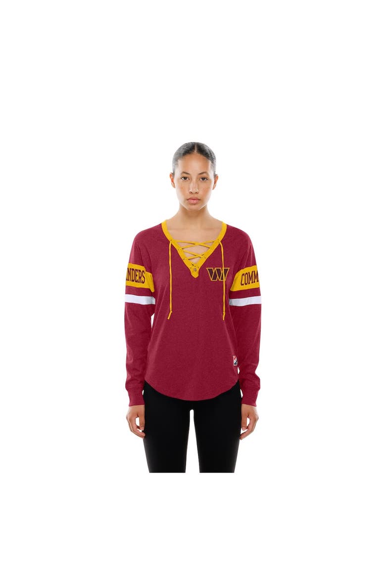 Women's New Era  Burgundy Washington Commanders Throwback Lace-Up Long-Sleeve T-Shirt, Alternate, color, Burgundy