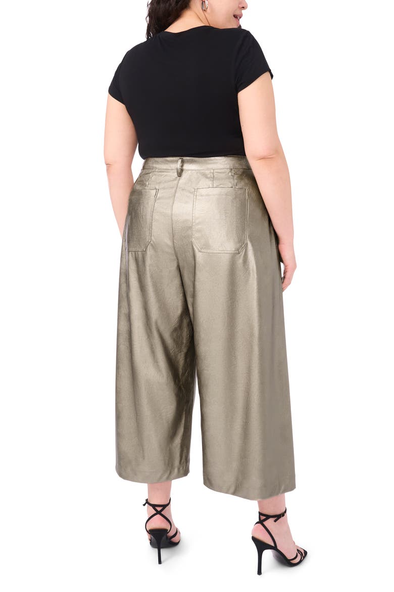 Metallic Faux Leather Crop Pants, Alternate, color, SILVER