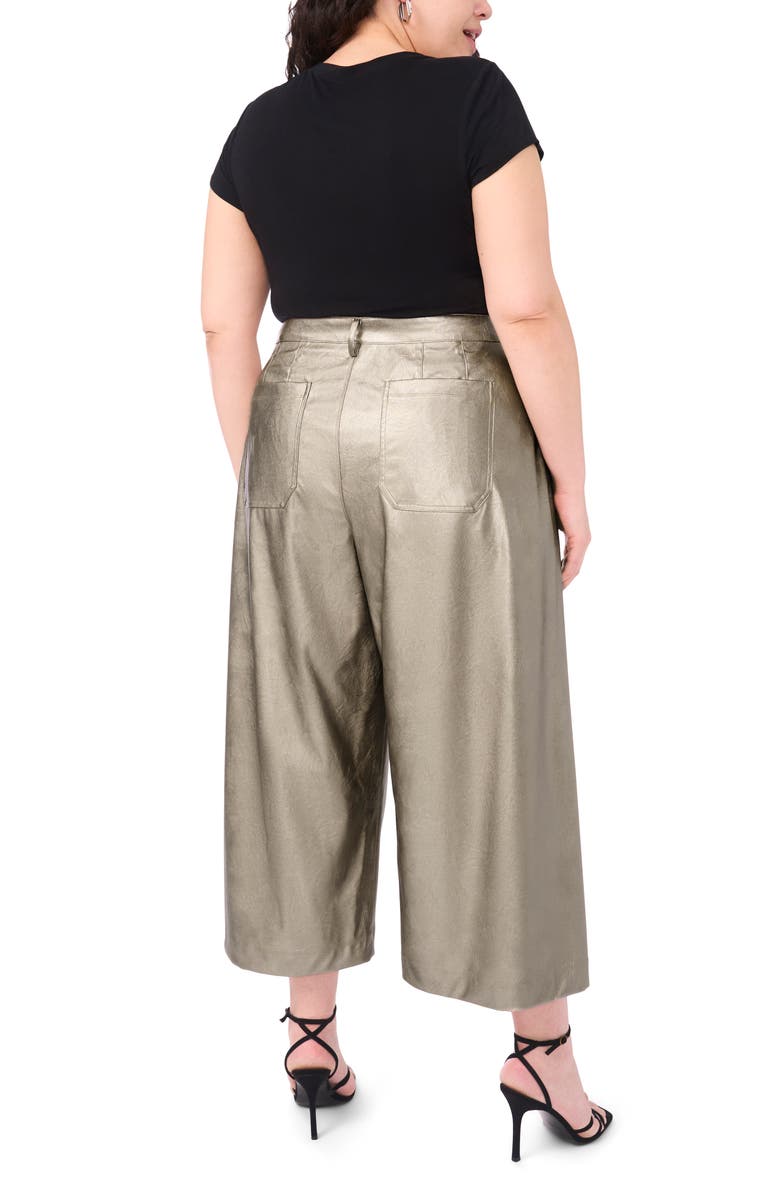 Vince Camuto Metallic Faux Leather Crop Pants, Alternate, color, Silver