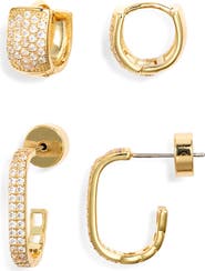 Nordstrom Set of 2 Pavé Cubic Zirconia Hoop Earrings