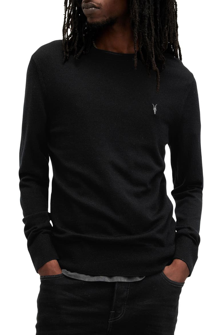 Mode Merino Wool Crewneck Sweater, Main, color, BLACK