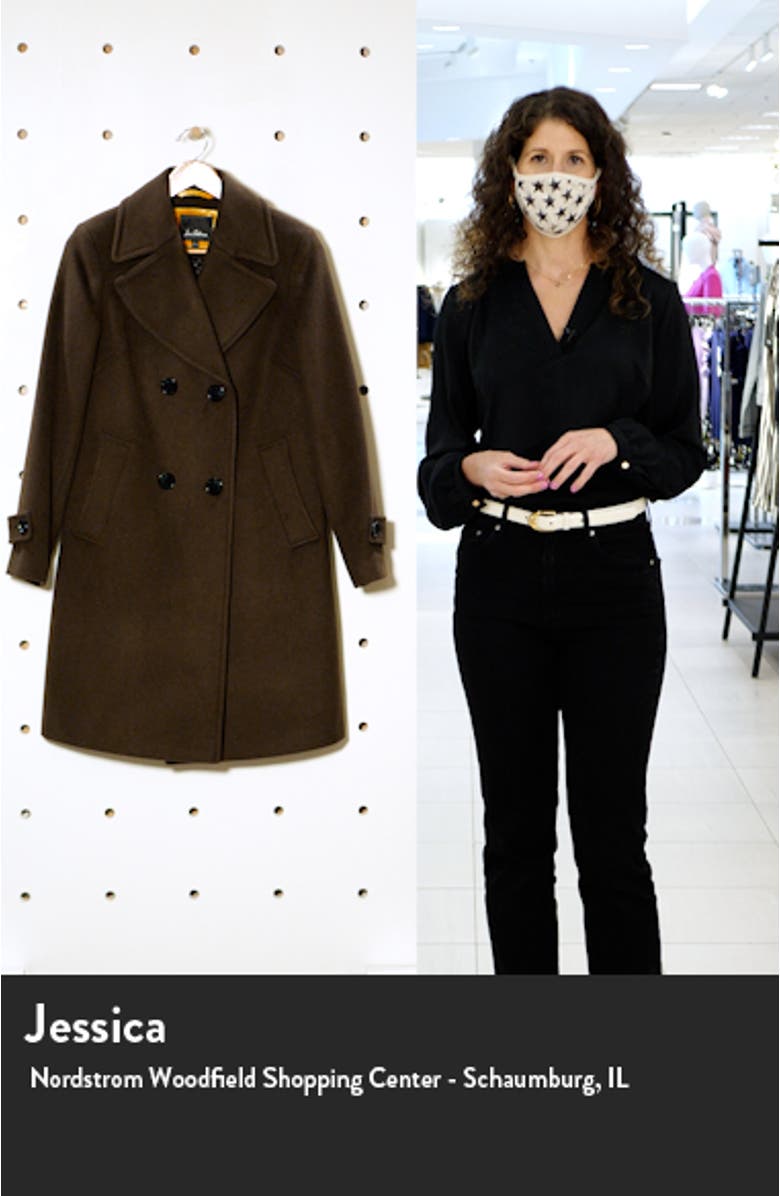 Double Breasted Wool Blend Twill Coat, sales video thumbnail