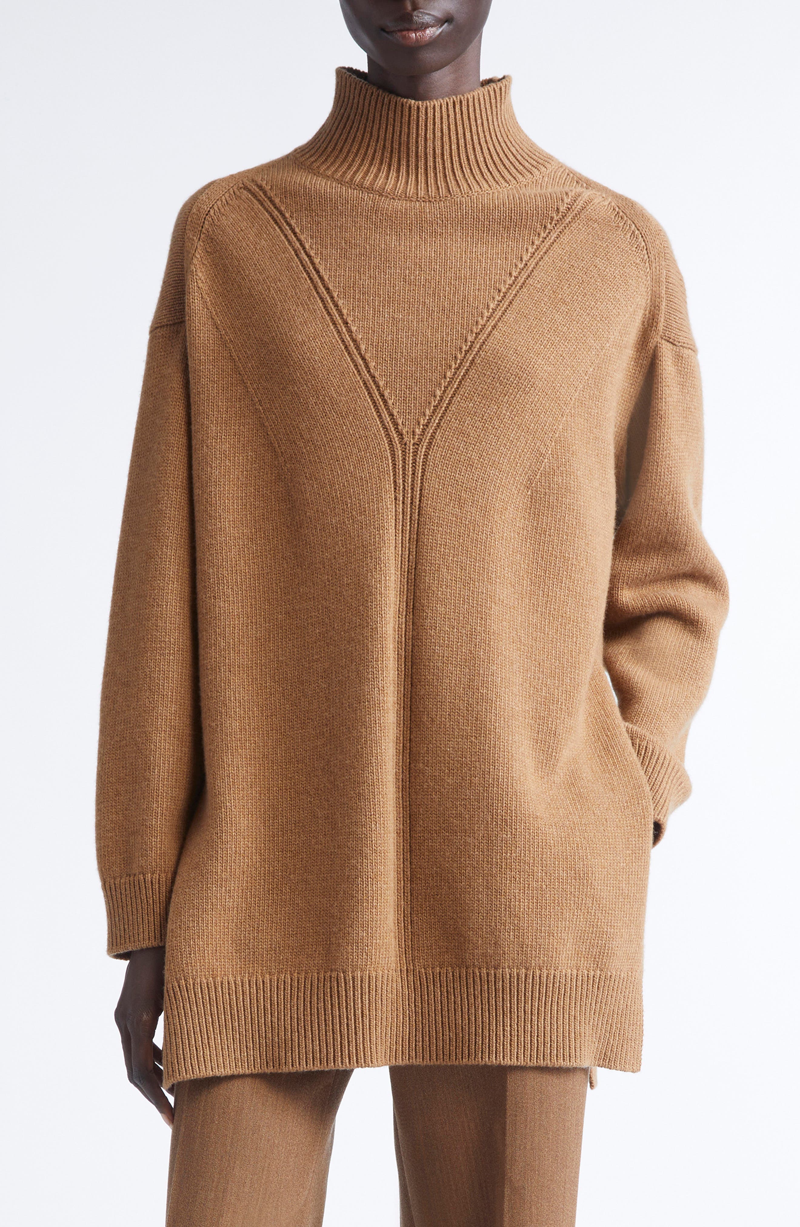 FFORME Loletta Boyfriend Wool & Cashmere Sweater in Camel Melange 
