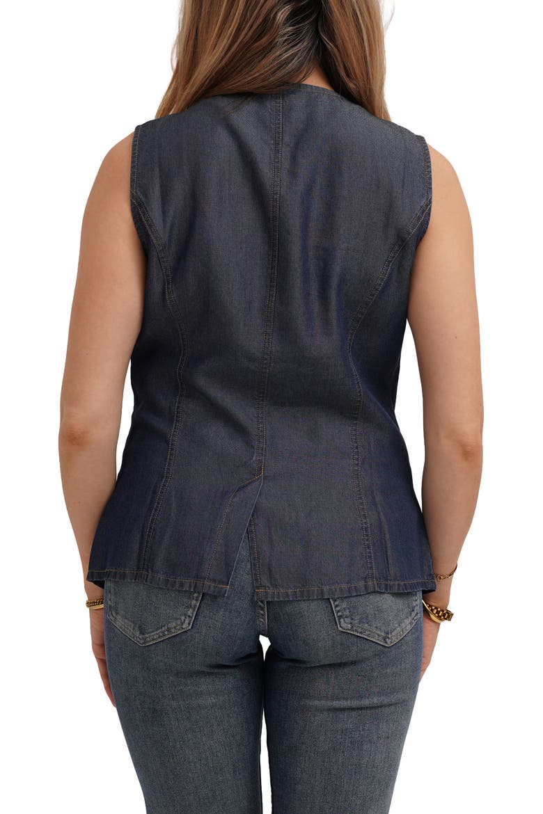 Denim Lyocell Button Front Vest, Alternate, color, ULTRA DENIM