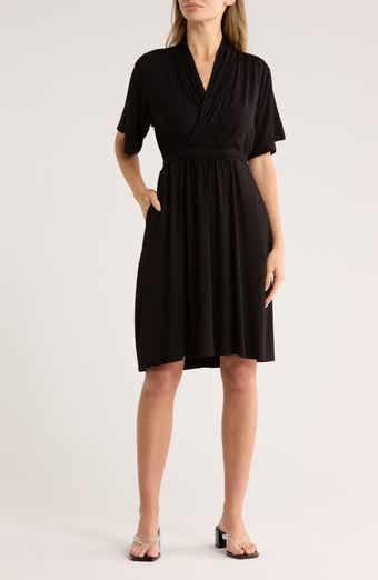 Flutter Sleeve Faux Wrap Midi Dress