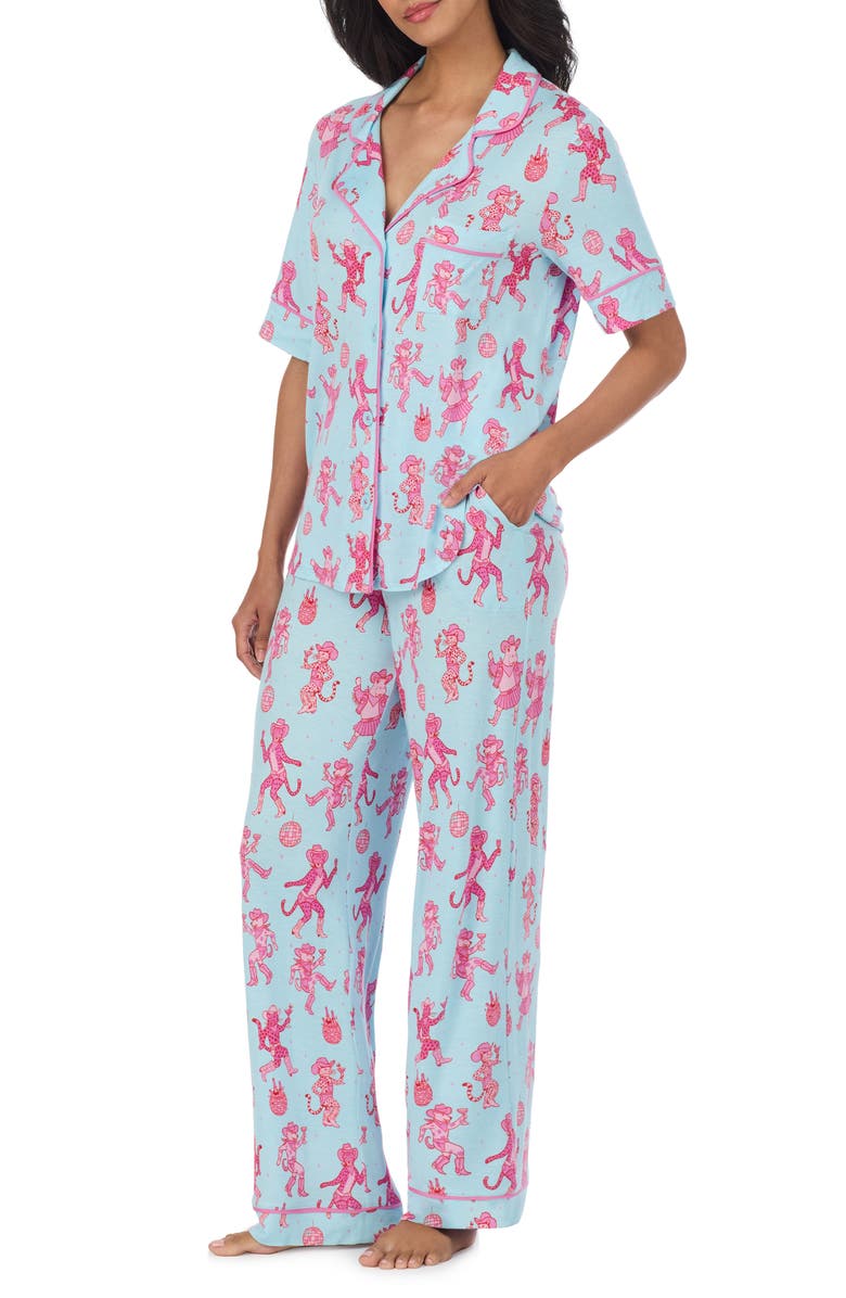 Room Service Pjs Print Long Pajamas, Alternate, color, Blue/ Pink