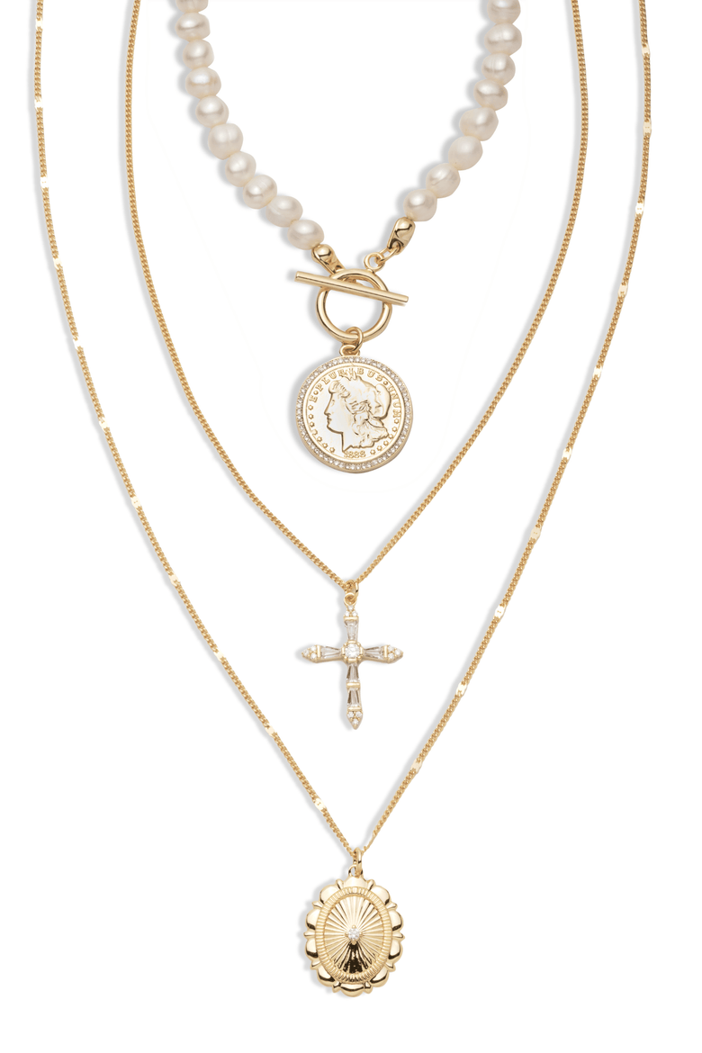 xSarah & Hollie Amore Necklace Set of 3, Main, color, Gold