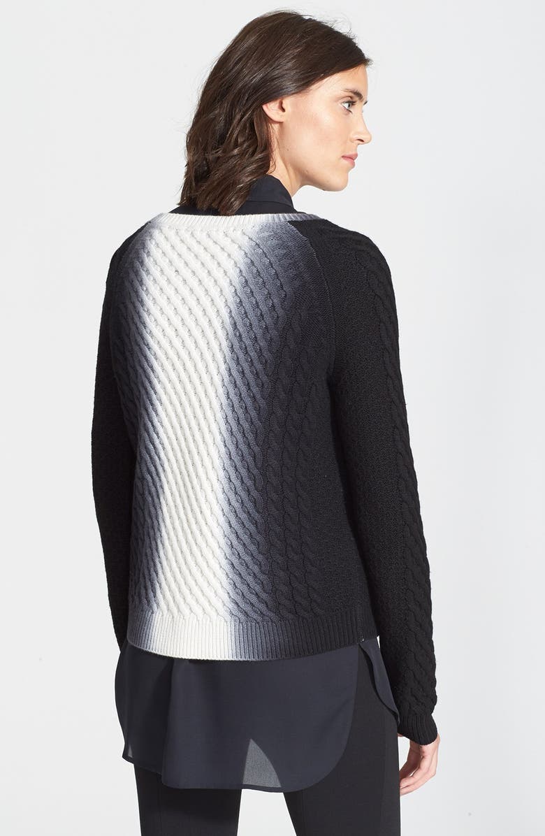 Vince Vertical Dip Dye Cable Knit Sweater, Alternate, color, 