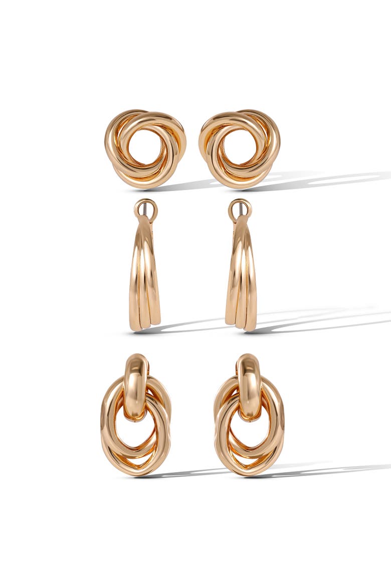Mixed Shape Earring Set, Main, color, Gold