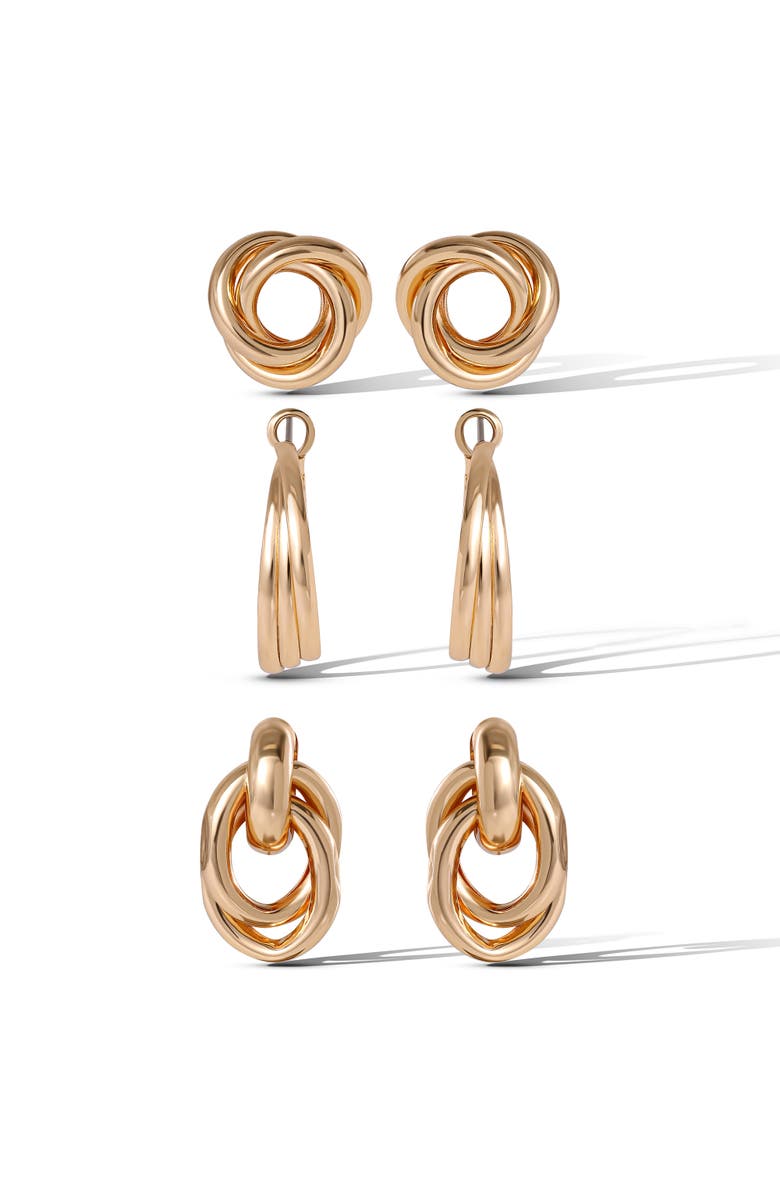 Jessica Simpson Mixed Shape Earring Set, Main, color, Gold