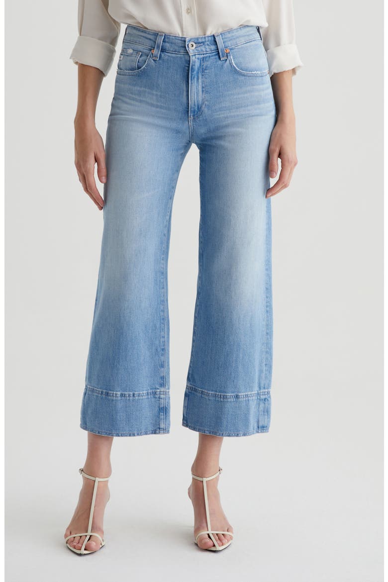 Saige High Waist Raw Hem Ankle Wide Leg Jeans, Main, color, DANA POINT