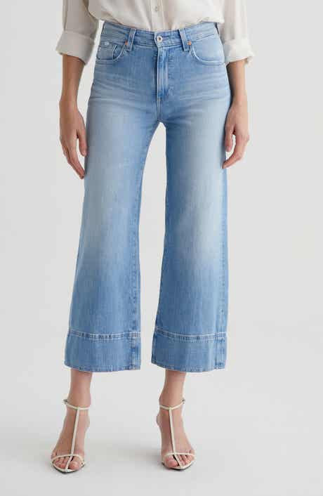 AG Saige High Waist Raw Hem Ankle Wide Leg Jeans