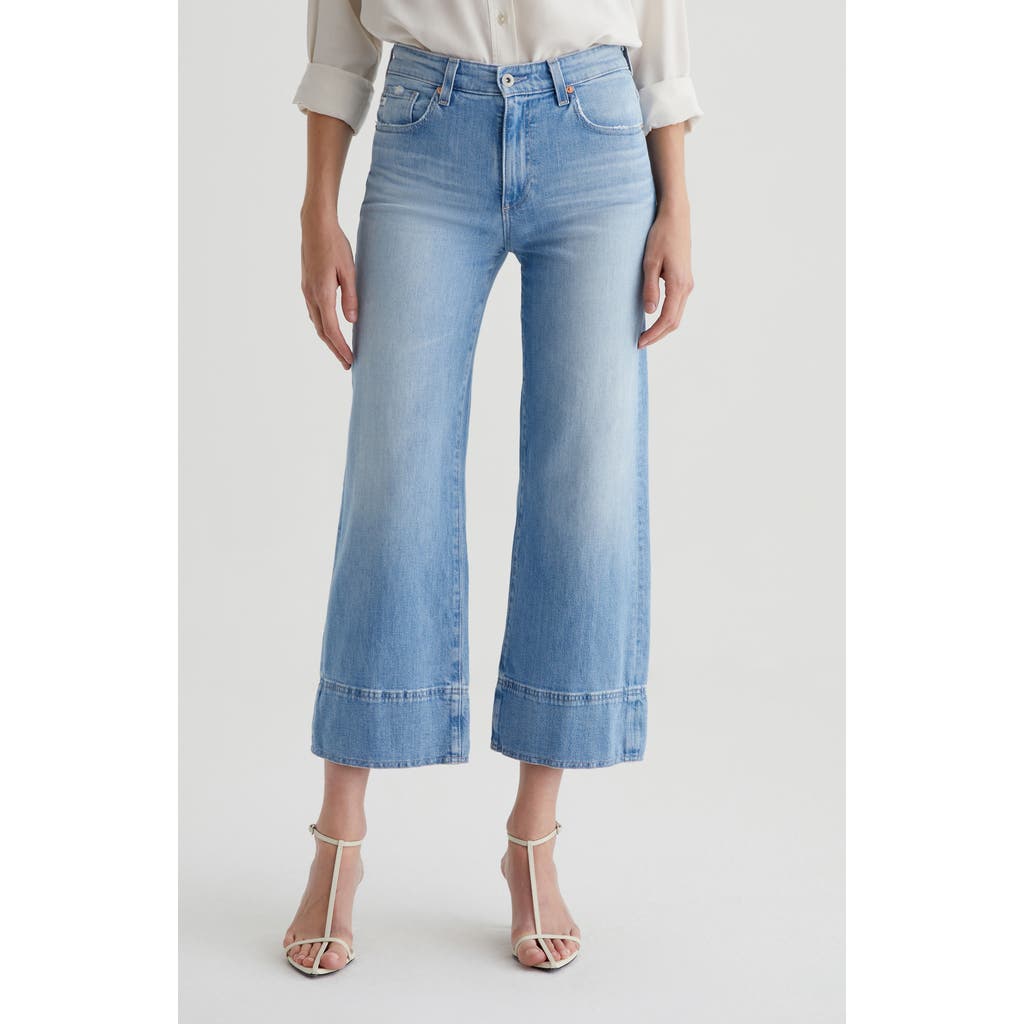 Ag Saige Mid Rise Wide Leg Crop Jean In Dana Point In Blue