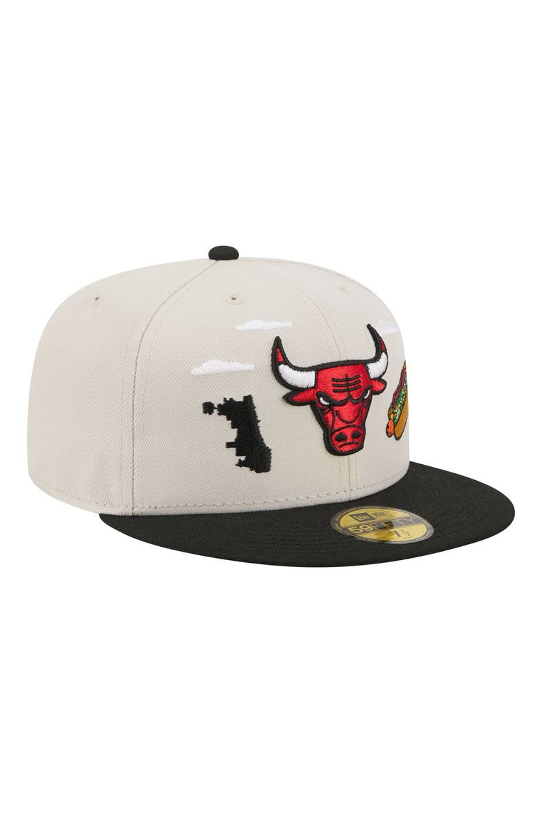 Men's New Era  Tan/Black Chicago Bulls Localized City Icon 59FIFTY Fitted Hat, Alternate, color, Tan