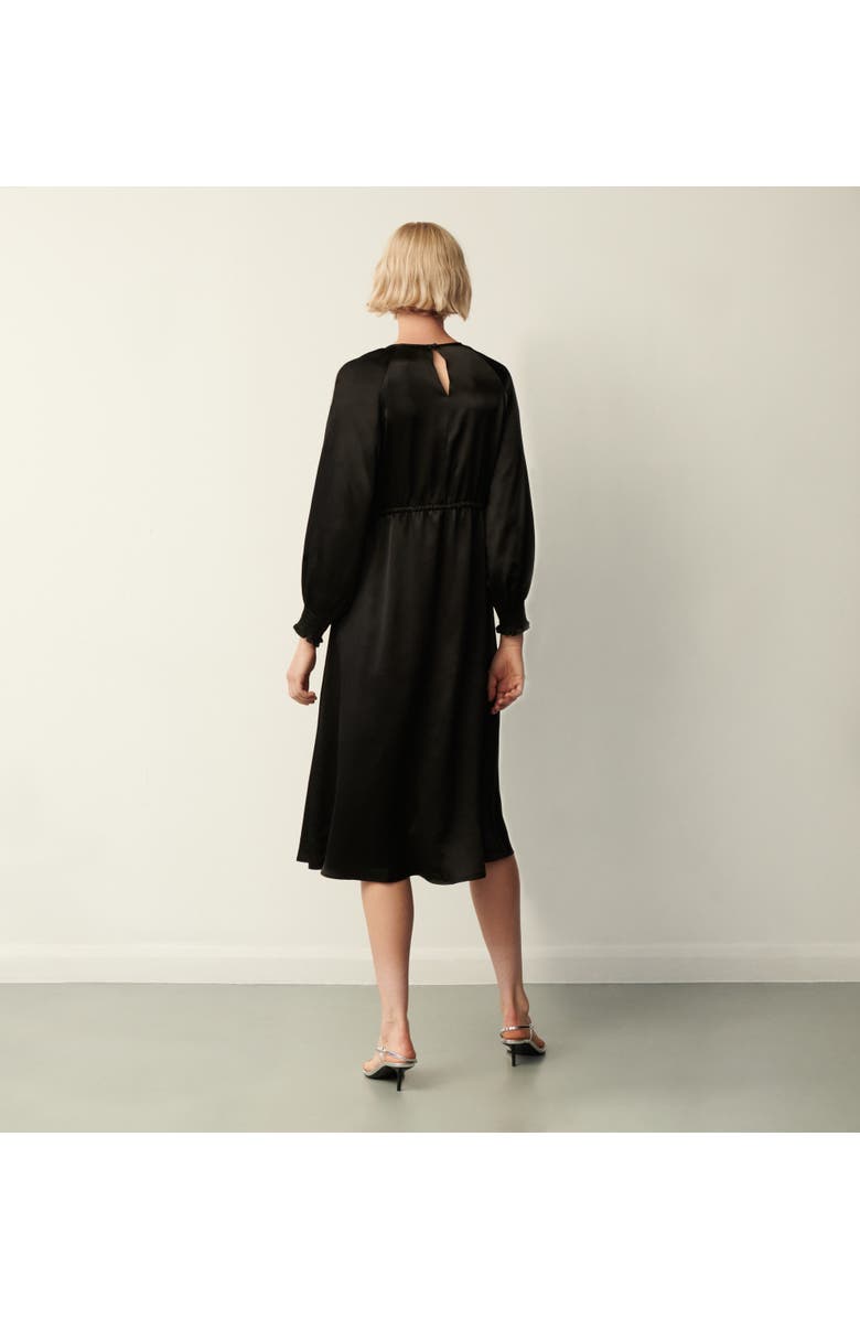 Finery London Florian 3/4 Sleeve Round Neck Midi Dress, Alternate, color, Black