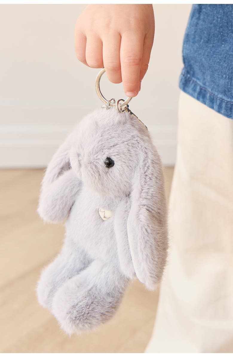 Snuggle Bunnies Penelope 6" Plush Bunny Keychain with Metal Swivel Clip, Alternate, color, Silver