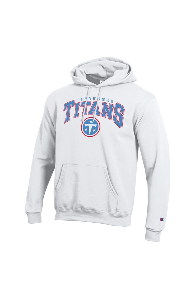 Champion Men's Champion White Tennessee Titans Powerblend Arch over Logo Hoodie, Alternate, color, White