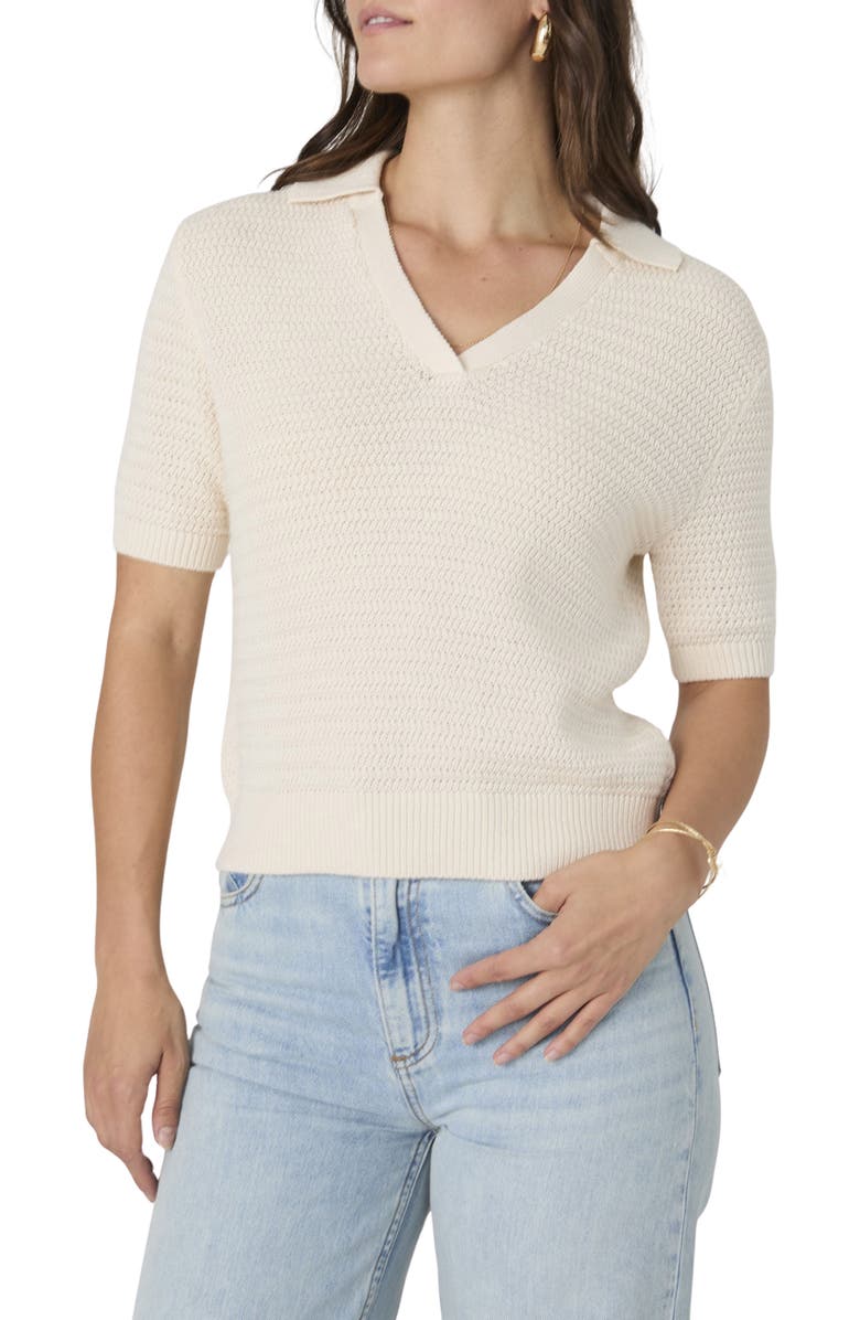 French Connection V-Neck Collar Knit Top, Main, color, Oatmeal Melange