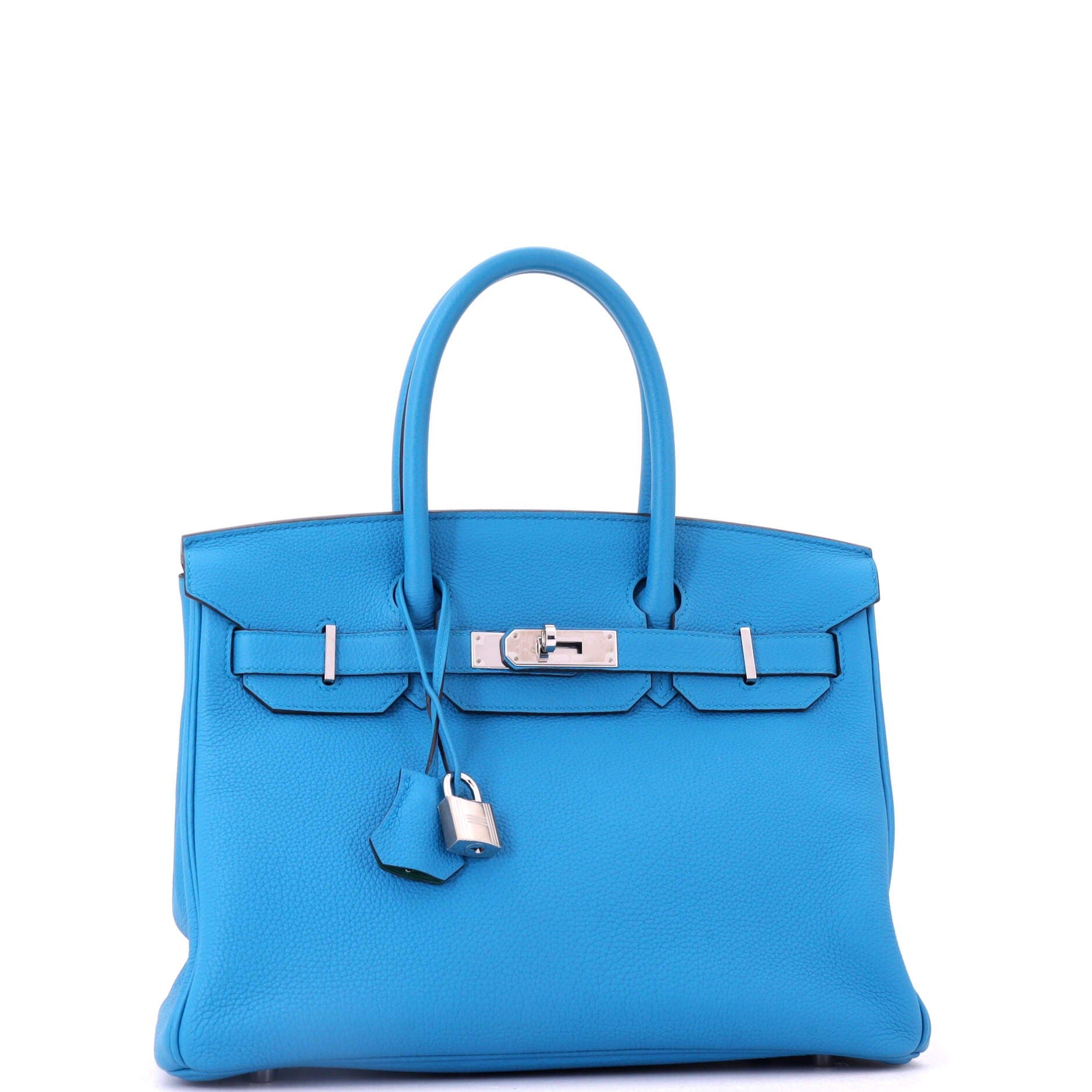 Pre-Owned Hermes Birkin Handbag Verso Togo with Palladium Hardware 30, Alternate, color, Verso-Bleu Zanzibar/Malachite