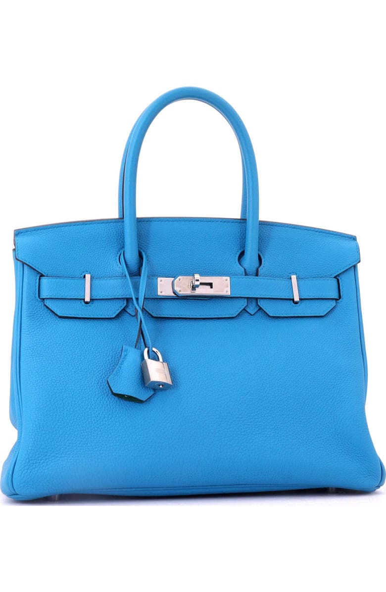 Pre-Owned Hermes Birkin Handbag Verso Togo with Palladium Hardware 30, Alternate, color, Verso-Bleu Zanzibar/Malachite