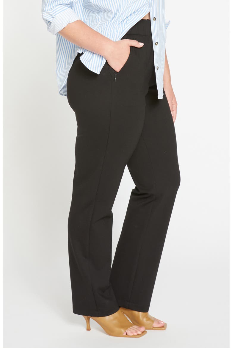 Smart Elastic Waist Ponte Pants, Alternate, color, BLACK
